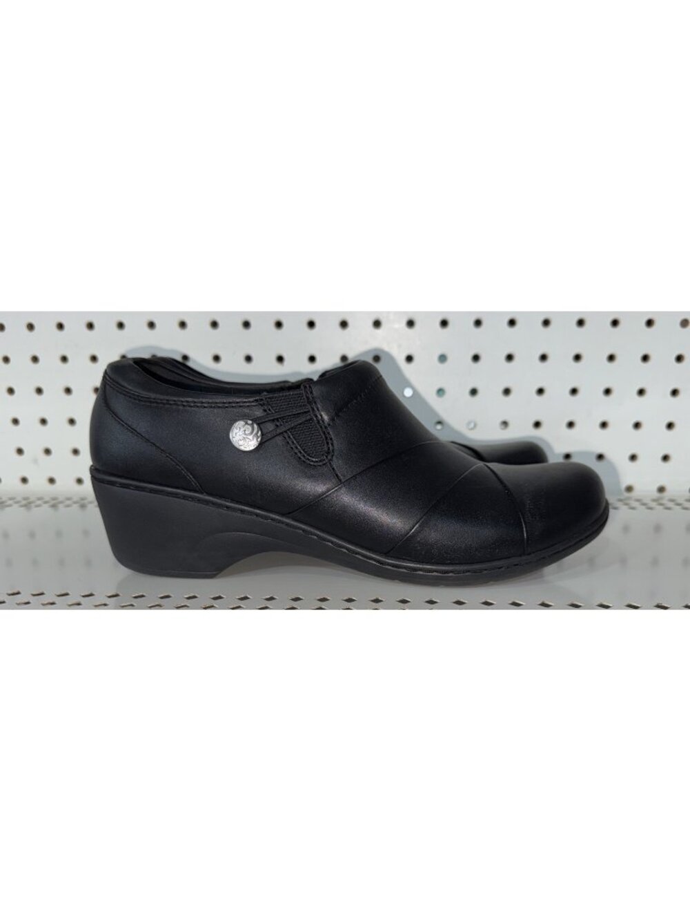 Clarks Channing Ann Womens Leather Casual Slip On Loafers Shoes Size 10 Black